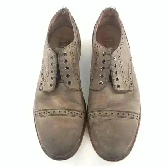 Frye mens wingtip Oxfords size 12 brown suede cap toe brogue - Picture 1 of 12